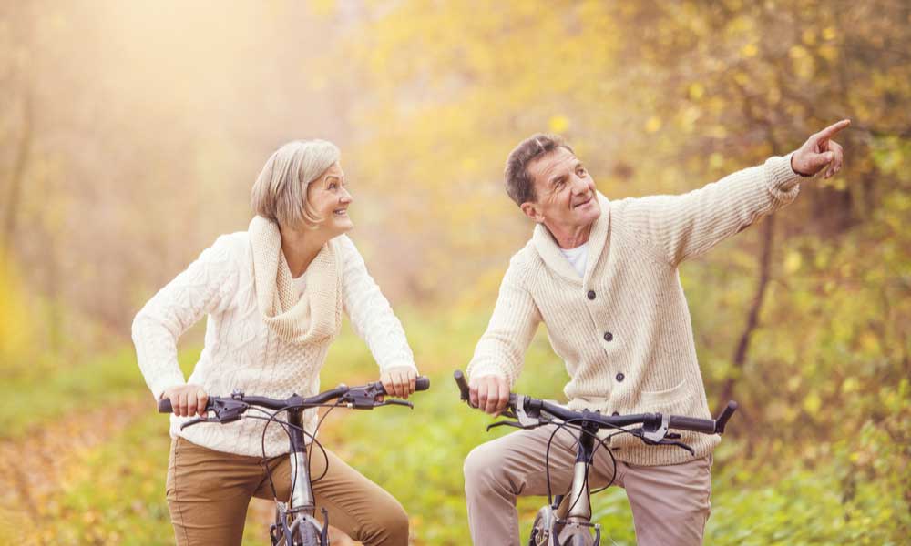 Older Couple On Bikes